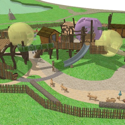  现代儿童游乐园su模型下载 