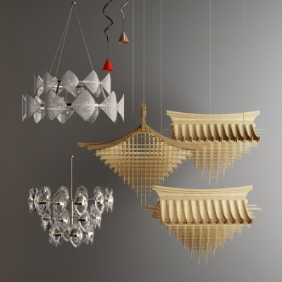  新中式屋檐装饰灯su模型下载 