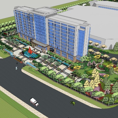  现代工业园区鸟瞰su模型下载 