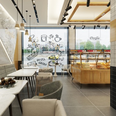  现代面包店甜品店su模型下载 