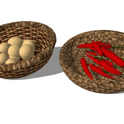  现代竹编篮子su模型下载 
