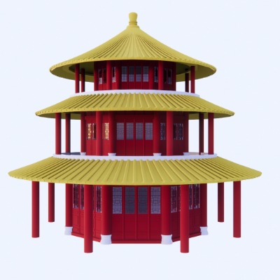  中式古建阁楼su模型下载 