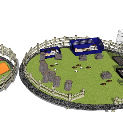  现代公园宠物乐园su模型下载 