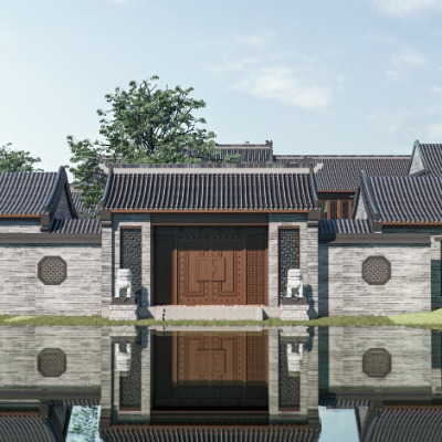  中式古建民房su模型下载 