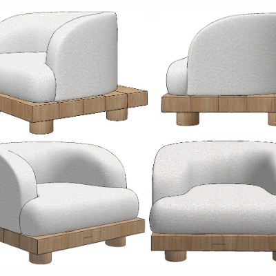  现代布艺休闲沙发su模型下载 