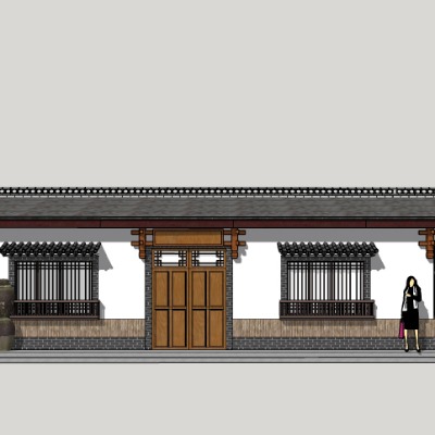  新中式乡村民居农家乐su模型下载 