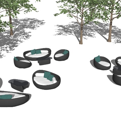  现代户外沙发su模型下载 