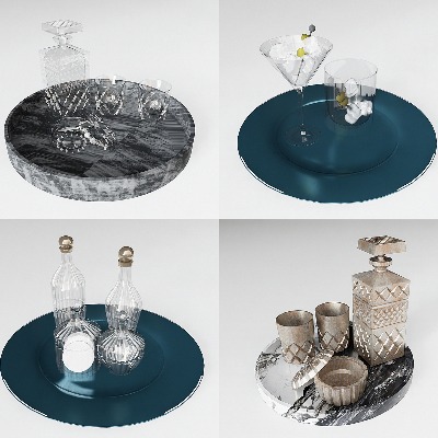  现代水晶杯酒杯su模型下载 