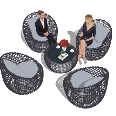  现代藤编户外椅su模型下载 