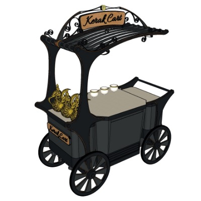  欧式古典移动摊位su模型下载 