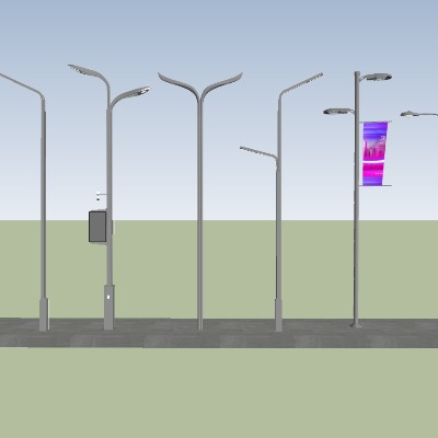  现代路灯户外灯su模型下载 