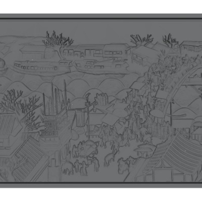  中式浮雕砖雕构件su模型下载 