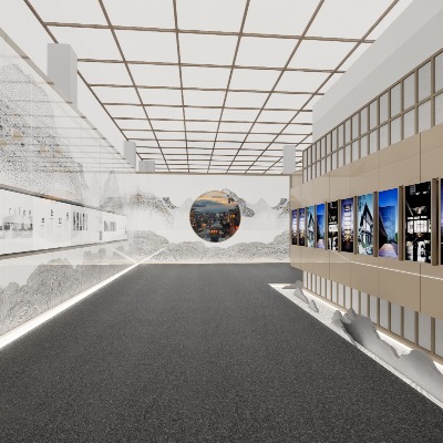  现代展厅su模型下载 