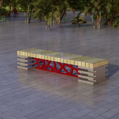  新中式景观座椅公用椅su模型下载 