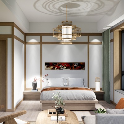  日式酒店客房su模型下载 