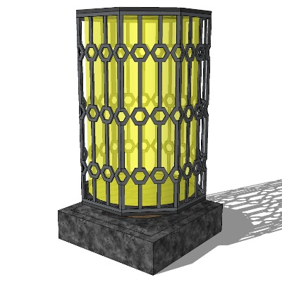  新中式庭院景观灯su模型下载 