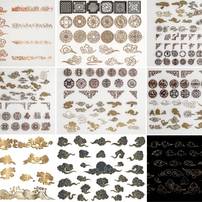  中式祥云雕花构件su模型下载 