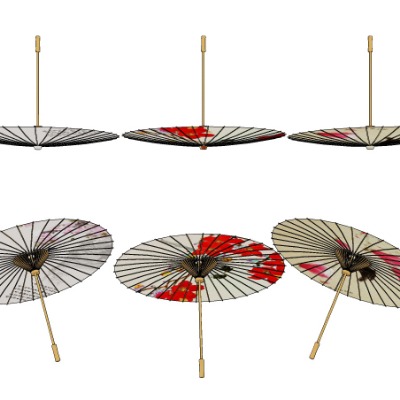  中式油纸伞su模型下载 