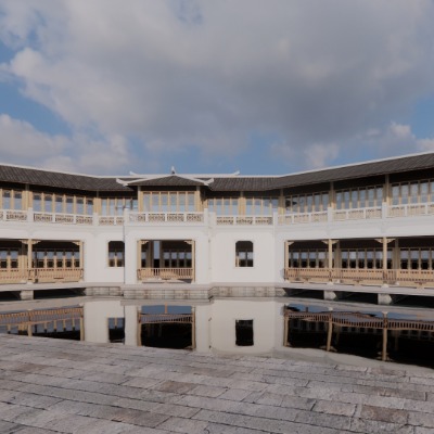  新中式乡村文化驿站su模型下载 