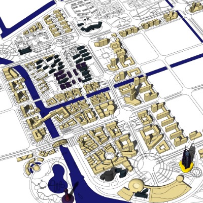  现代城市鸟瞰规划su模型下载 