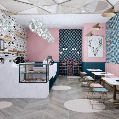  北欧甜品店奶茶店su模型下载 