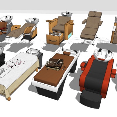  现代理发店洗发椅按摩椅公用椅su模型下载 