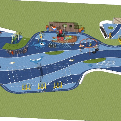  现代儿童游乐区su模型下载 