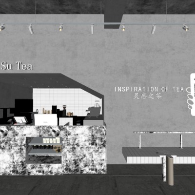  现代甜品店奶茶店su模型下载 