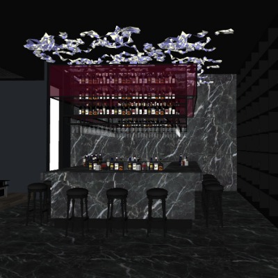  现代酒吧清吧su模型下载 