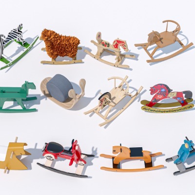  现代儿童玩具木马摇摇乐su模型下载 