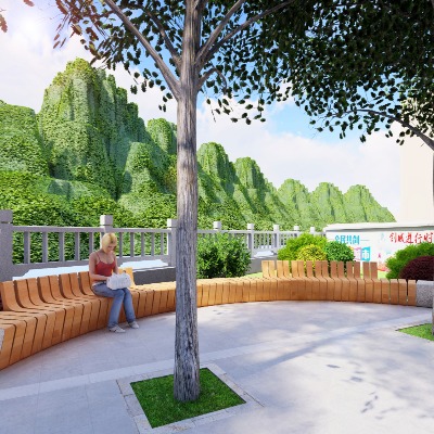  现代户外景观座椅su模型下载 