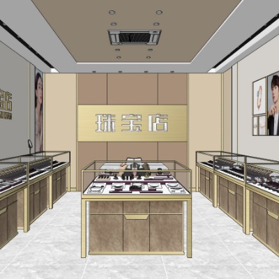  现代珠宝首饰店su模型下载 