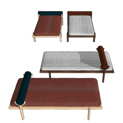  现代沙发凳脚踏su模型下载 