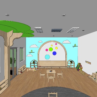  现代幼儿园教室su模型下载 