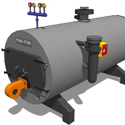  现代蒸汽锅炉设备su模型下载 