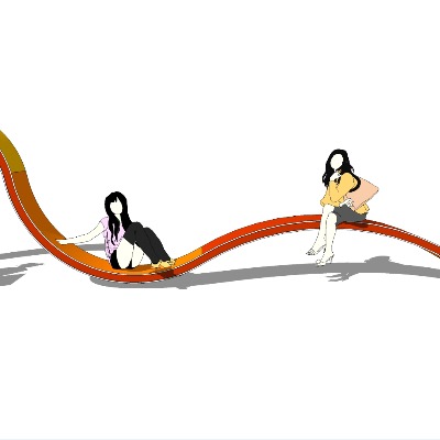  现代户外彩色公用椅su模型下载 