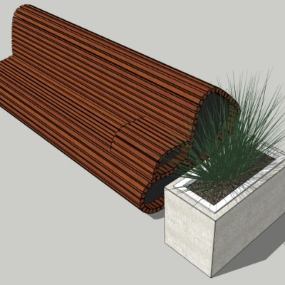  现代创意坐凳公用椅su模型下载 