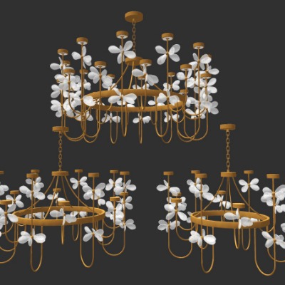  现代花瓣装饰吊灯su模型下载 