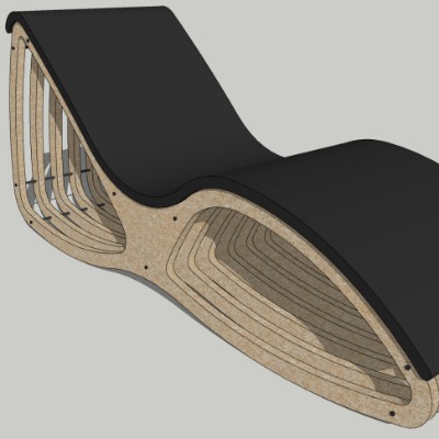  现代创意坐凳公用椅su模型下载 