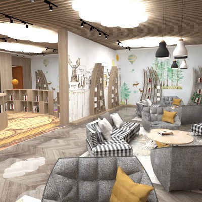  现代幼儿园儿童图书馆su模型下载 