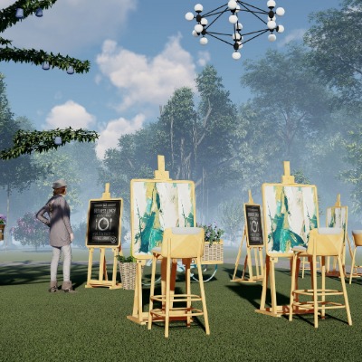  现代画架画板美术用具su模型下载 