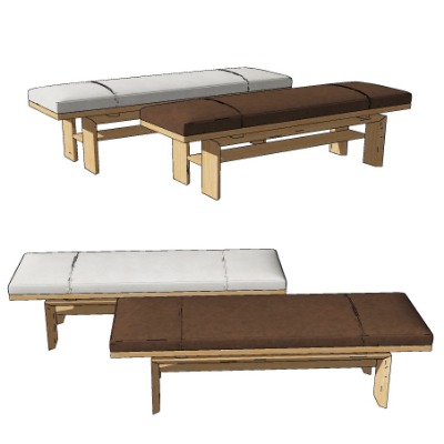  现代皮革脚踏床尾凳su模型下载 