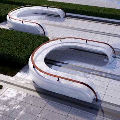  现代户外景观座椅su模型下载 