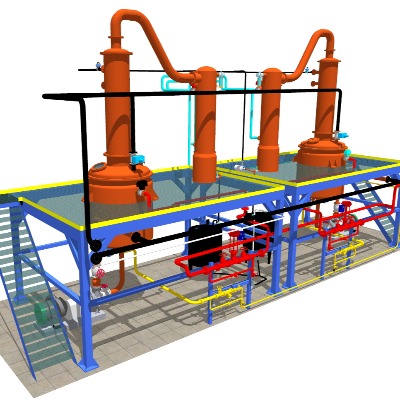  现代工厂储水罐su模型下载 