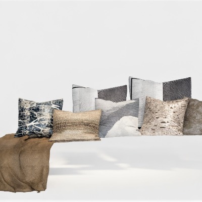  现代布艺枕头su模型下载 