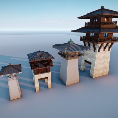  中式古建塔楼su模型下载 