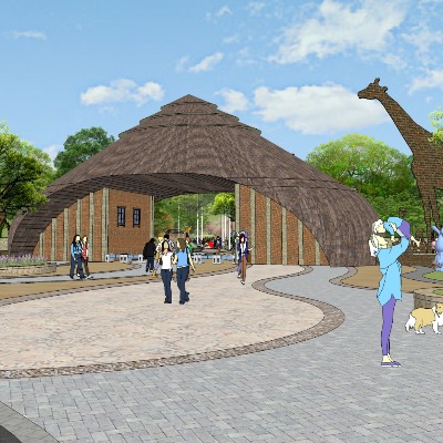  现代动物游乐园su模型下载 