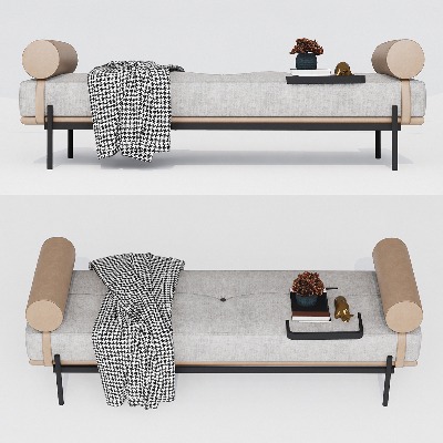  现代布艺脚踏su模型下载 