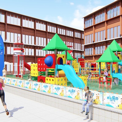  现代水上儿童乐园su模型下载 