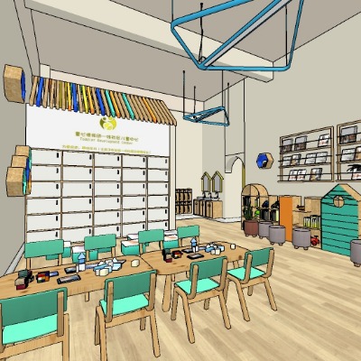  现代幼儿园教室su模型下载 